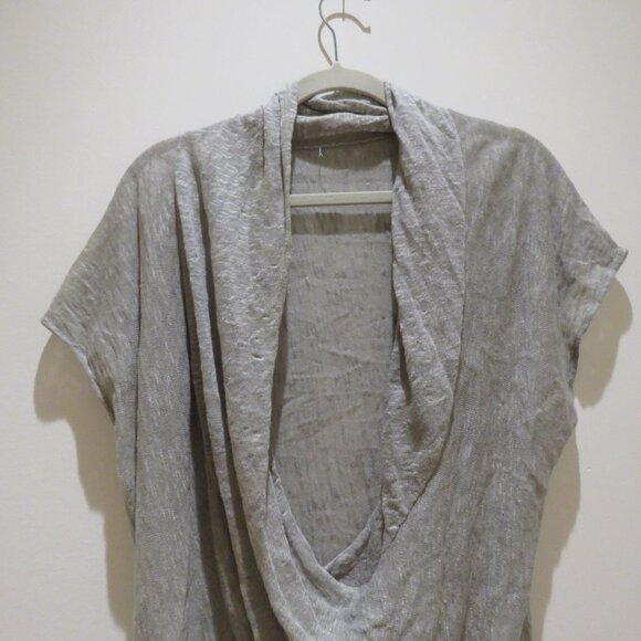 MARGARET O'LEARY 100% Linen Loose Fit Cowl Neck To Neutral Tan Beachy - Size S - Picture 3 of 12